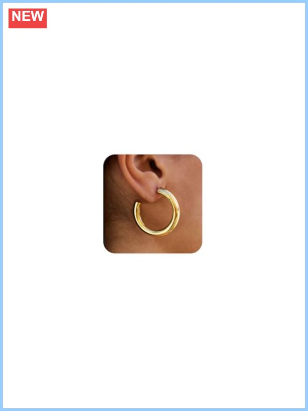 5MM Thick 14K Gold Plated Chunky Hoop Earrings Lightweight Hollow Tubes